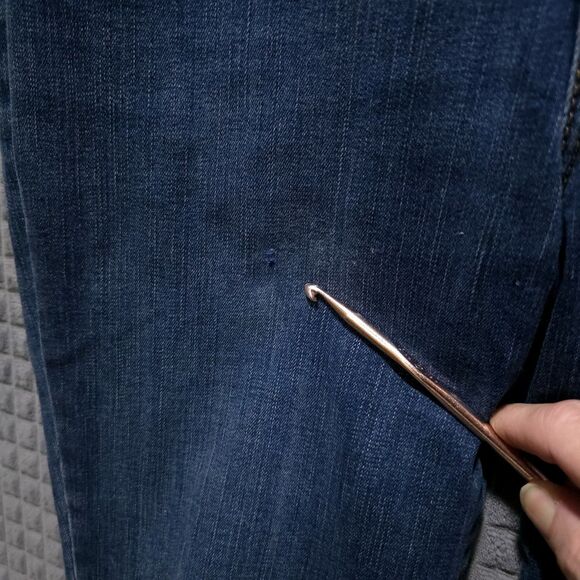 Dark Wash High Rise Jeans 8P 30x30 Women Slimming Stretch Relaxed Casual Comfort - Picture 9 of 16